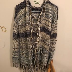 Black and white knit cardigan